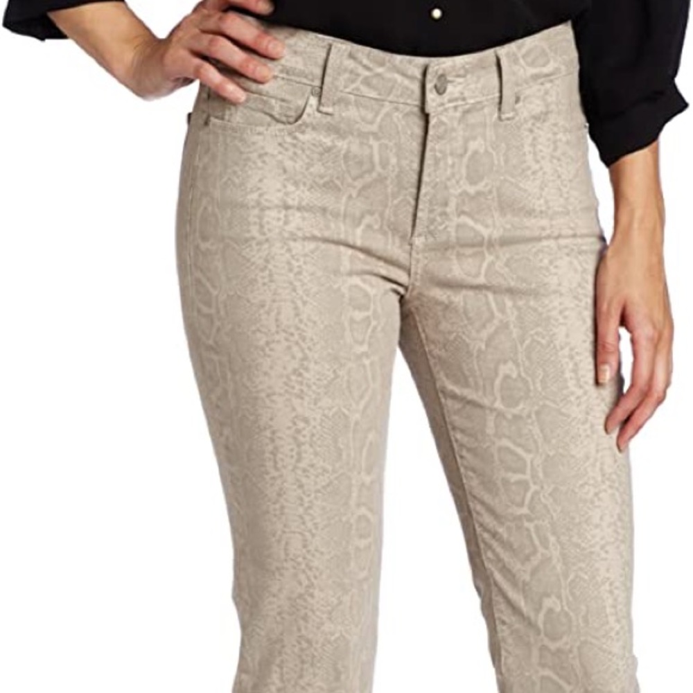 NWT NEW NYDJ Sheri Skinny Slim Jeans Stone Tan Beige Python Snake Print Women’s - Picture 3 of 8